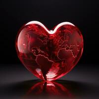 ai genererad en planet i de form av en hjärta. de värld som en hjärta. foto