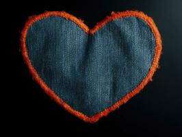 ai genererad en hjärta tillverkad av denim. denim textur och hjärta. foto