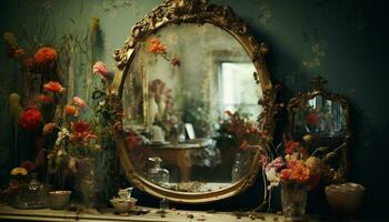 ai genererad spegel dekorera ram sten foto