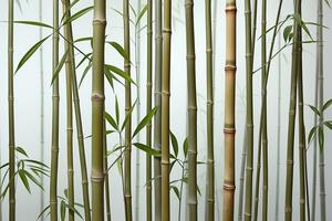 ai genererad bambu stjälkar på en dimmig bakgrund foto