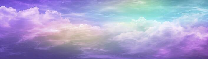 ai genererad regnbåge himmel med fluffig moln. flerfärgad tonad himmel. ai genererad. foto
