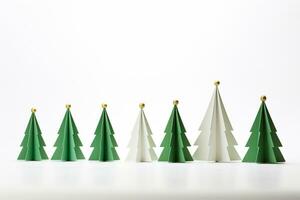 ai genererad jul träd i papper stil på vit bakgrund foto