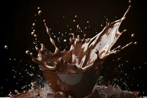 ai genererad stänk av choklad eller kakao. generativ ai foto