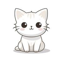 ai genererad söt söt katt ClipArt ikon vit bakgrund. ai genererad foto