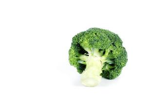 grön broccoligrönsak på vit bakgrund med kopieringsutrymme för din text foto