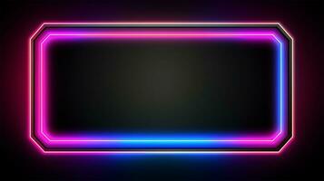 ai genererad neon rektangel ram bakgrund foto