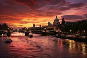 ai genererad skön London och de flod , London stad ai genererad foto