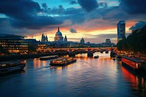 ai genererad skön London och de flod , London stad ai genererad foto