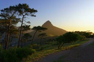 solnedgång över lejonhuvud, cape stad, söder afrika foto