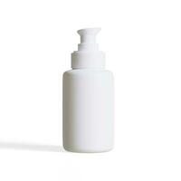 realistisk kosmetisk pump vit Färg tolkning 3d illustration, luftlös pump flaska serum kan eller vit rör attrapp foto