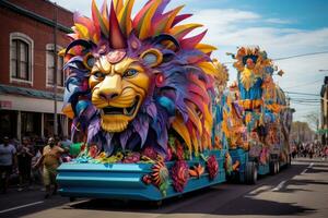 ai genererad vancouver carnaval 2016, vancouver, Amerika, en färgrik parad betecknande en över hela staden karneval, ai genererad foto