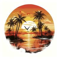 ai genererad tropisk solnedgång för t-shirt design. ai genererad foto