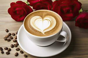 ai genererad hjärtans dag kaffe. ai genererad foto