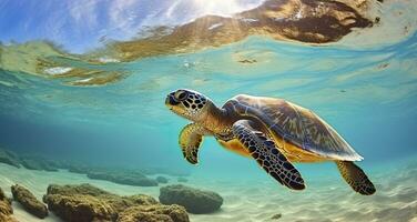 ai genererad Foto av hav sköldpadda i de galapagos ö. generativ ai