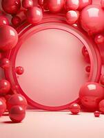 ai genererad rosa cirkel avrundad med rosa ballong ai generativ foto