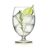 ai genererad gin tonic glas av vatten med is isolerat på vit bakgrund. ai genererad foto