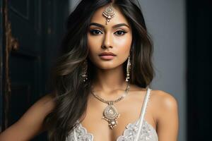 ai genererad indisk flicka modell mode design foto