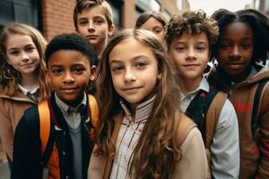 ai genererad etnisk mångfald skola barn foto