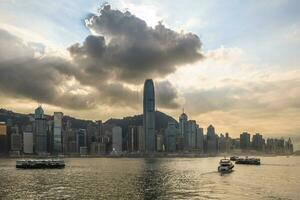 landskap av victoria hamn och hongkong ö i hong kong, Kina foto