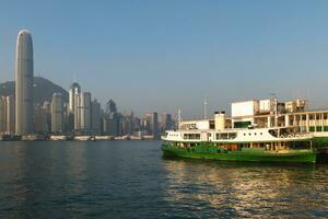 stjärna färja peir och victoria hamn på tsim sha tsui, Kowloon, hong kong foto