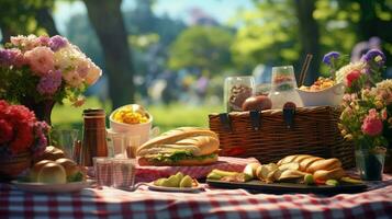 ai genererad pommes frites fritid picknick mat foto