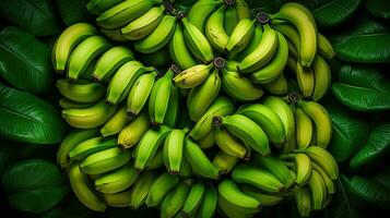ai genererad porträtt grön banan med blad ai generativ foto