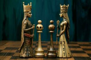 ai genererad ikoniska kung drottning schack. generera ai foto