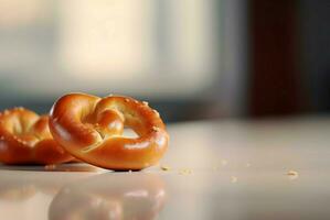 ai genererad utsökt färsk pretzel. generera ai foto