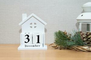 december 31. ny år sammansättning, de kalender och jul sammansättning. firande, fest begrepp foto