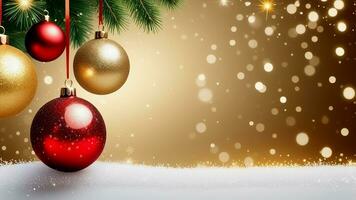 ai genererad festlig elegans jul träd och dekorativ bakgrund foto