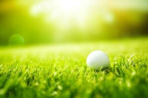 ai genererad golf boll på grön gräs. neuralt nätverk ai genererad foto