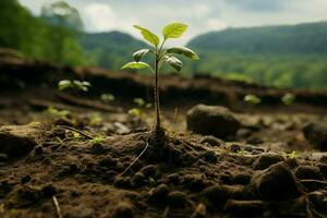 ai genererad klimat verkan plantering en ny träd till bekämpa och mildra klimat förändra ai genererad foto