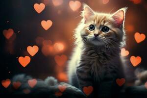 ai genererad hjärtvärmande kattdjur kärlek en kattunge kel en hjärta en scen av ren söthet ai genererad foto
