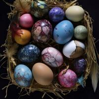 ai genererad påsk färgad ägg, generera ai foto