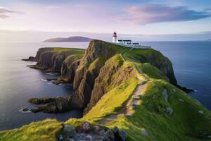 ai genererad skye ö bo punkt fyr i högland. ai genererad foto