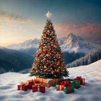 ai genererad majestätisk jul träd foto