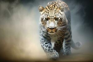 ai genererad stänga upp av en rytande leopard isolerat av transparent bakgrund. generativ ai foto
