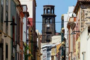 de historisk Centrum av san kristobal de la laguna är ett av de kanariefågel öar kulturell skatter. unesco värld arv webbplats. foto