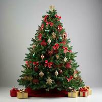 ai genererad jul träd med gåvor och dekorationer foto