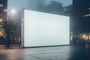 ai genererad urban elegans annons vit ljuslåda skyltar i unik inramning foto