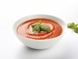 ai genererad vit skål tomat puré soppa foto