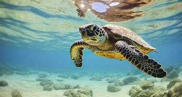 ai genererad Foto av hav sköldpadda i de galapagos ö. generativ ai