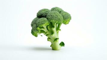 ai genererad broccoli på vit bakgrund. grönsak, hälsa, friska, vegetarian, färsk foto
