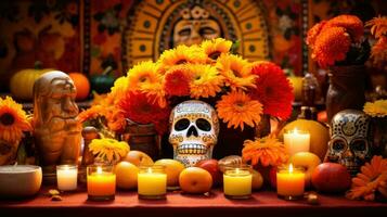 ai genererad energisk fester under dia de los muertos foto