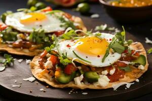 ai genererad frukost tostadas med ägg foto