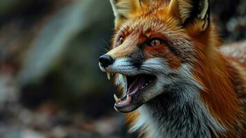 ai genererad närbild av en röd räv, djur- rabies. foto