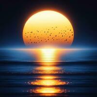ai genererad skön solnedgång över de hav. natur sammansättning. element av detta bild möblerad förbi foto