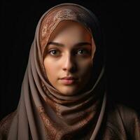 ai genererad muslim flicka med hijab foto
