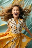 ai genererad förtjusande chic barns pastell djur- mode glädje foto