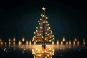 ai genererad jul träd tillverkad av Glödlampa och ljus teknologi begrepp foto
